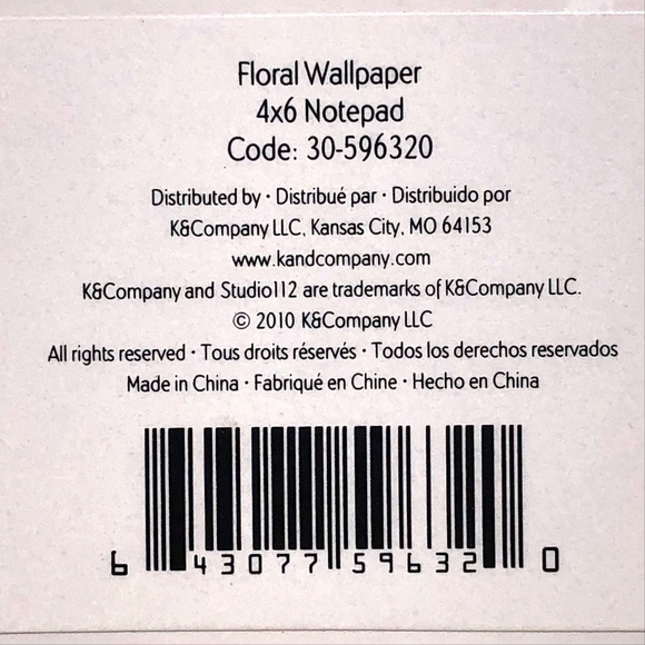 🦋 K&Company Studio112 Notepad 70 sheets 4 x 6 ruled Floral Wallpaper 30-596320 - Picture 5 of 5